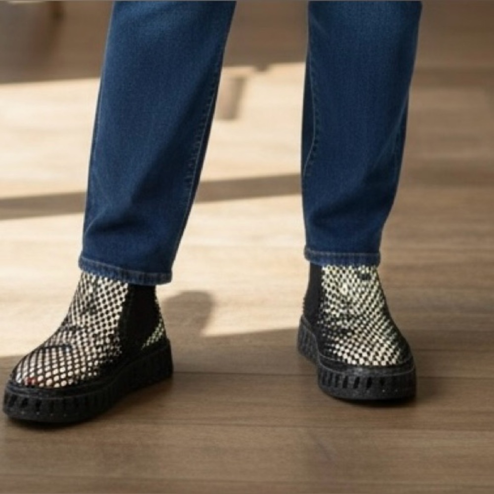 Italina Women's Sparkly Studded Black Ankle Bootie Slip-On Casual Shoes